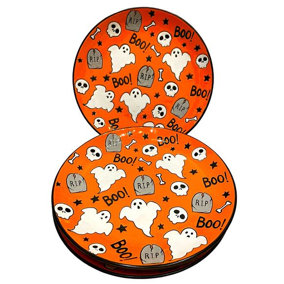 Eli + Ana MELTON GHOST Dinner Plate Set of 4 Ceramic Halloween BOO RIP New - Picture 13 of 15